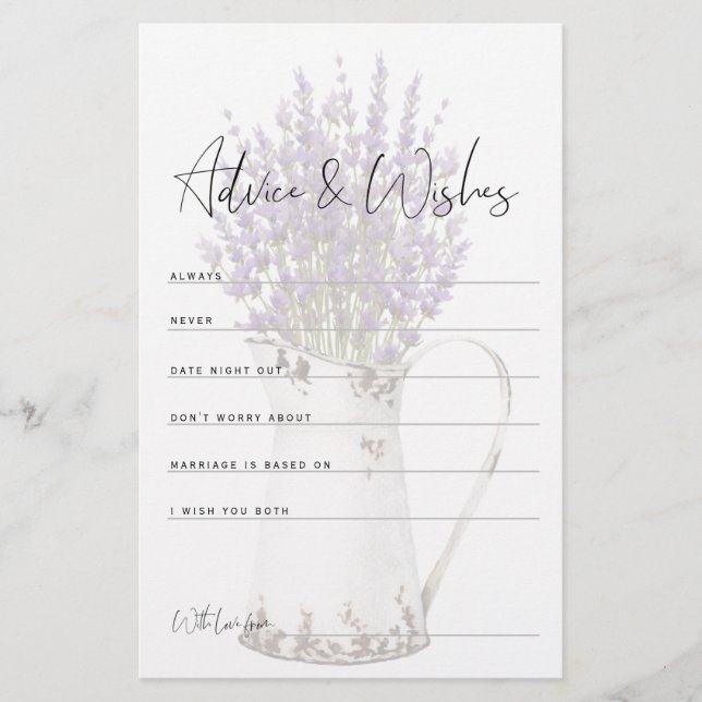 Vintage Rustic Lavender Advice Kaart Vrijgezellenf (Voorkant)