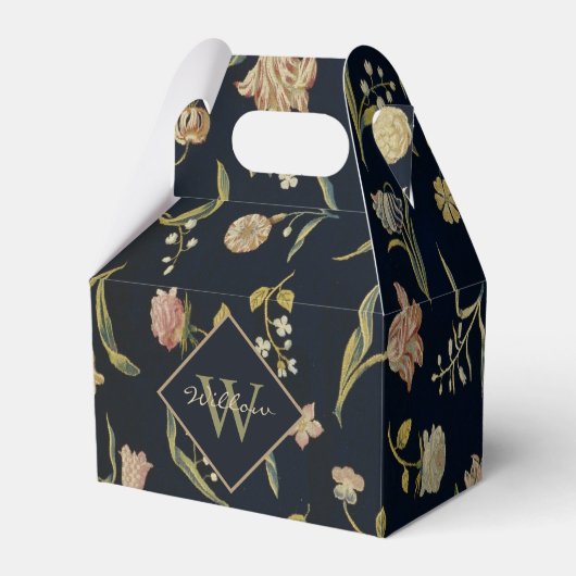 Vintage Rustic Monogram Floral Rug Pattern Bedankdoosjes (Voorkant Zijde)