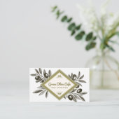 Vintage Rustic Olive Branches Lijst Restaurant Visitekaartje (Staand voorkant)