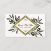 Vintage Rustic Olive Branches Lijst Restaurant Visitekaartje (Voorkant)