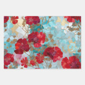 Vintage Rustic Rode Bloemendecoupeerpapier Set Inpakpapier Vel (Voorkant 2)