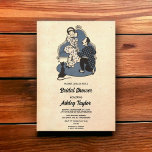 Vintage Rustic Romantic Couple Retro Vrijgezellenf Kaart<br><div class="desc">Deze  retro-komische bruiddoucheuitnodiging is geschikt voor een moderne bruiloft. Het oude minimalistische ontwerp is voorzien van  Rustic Romantic Couple Retro Bridal Shower Invitation</div>