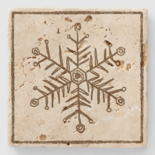 Vintage Rustic Snowflake Stenen Onderzetter