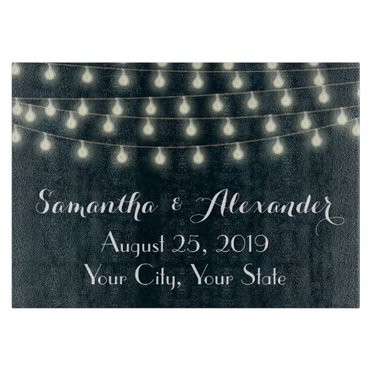 Vintage Rustic String Lights Wedding Keepslag Snijplank (Voorkant)