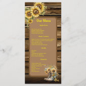 Vintage Rustic Sunflowers Country Wedding Dinner Menu (Voorkant)