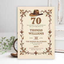 Vintage Rustic Western Star Cowboy 70e Verjaardag 