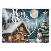 Vintage/Rustiek/Sneeuwman/Kerstmis Groot Cadeauzakje (Achterkant)