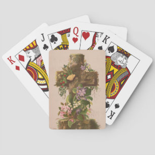 Vintage Rustieke Bloemenkruis, Pasen Kaart, Pokerkaarten