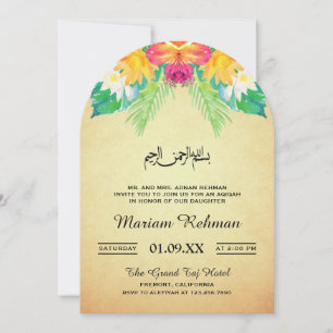 Vintage Rustieke Bloemige Baby Meisje Aqiqah Kaart