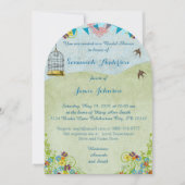 Vintage Rustieke Bruiloftsborrel Vogelkooi Bunting Kaart (Voorkant)