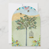 Vintage Rustieke Bruiloftsborrel Vogelkooi Bunting Kaart (Achterkant)