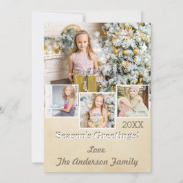 Vintage Rustieke Eenvoudige Gouden Collage Foto Feestdagenkaart