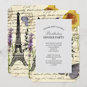 vintage rustieke Franse Eiffeltoren Parijs Feest Kaart