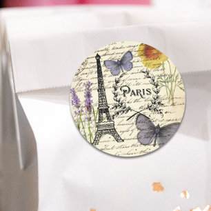 vintage rustieke Franse Eiffeltoren Parijs Feest Ronde Sticker