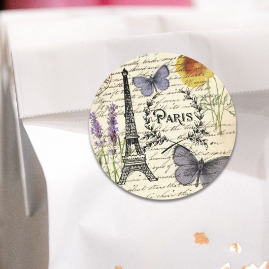 vintage rustieke Franse Eiffeltoren Parijs Feest Ronde Sticker