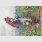 Vintage Rustieke Franse Vrouw Rode Paraplu Decoupa Tissuepapier (Voorkant)