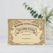 Vintage Rustieke Landelijk Kermis Huwelijks Extrav Informatiekaartje (Staand voorkant)