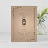 Vintage Rustieke Lantaarn Kartonnen Huwelijk Save The Date (Staand voorkant)