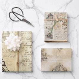 Vintage Rustieke Romantische Parijs Inpakpapier Vel