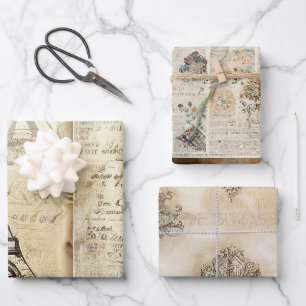 Vintage Rustieke Romantische Parijs Inpakpapier Vel