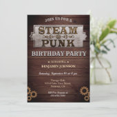 Vintage Rustieke Steampunk Verjaardagsfeest Uitnod Kaart (Staand voorkant)