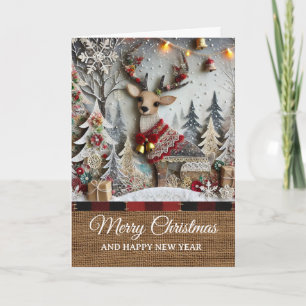 Vintage Rustig Rendier Prettig Kerstfeest Kaart