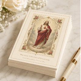 Vintage Sacred Heart Jezus Gebed Kaart