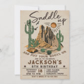 Vintage Saddle Up Western Rodeo Cowboy Verjaardag Kaart (Voorkant)