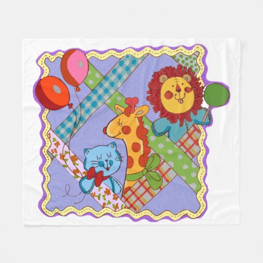 Vintage Safari Animals Fleece Blanket (Voorkant (Horizontaal))