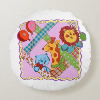 Vintage Safari Animals Round Pillow Rond Kussen