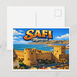 Vintage Safi stadsstrand Marokko reis souvenirs Briefkaart