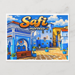 Vintage Safi stadsstrand Marokko reis souvenirs P Briefkaart
