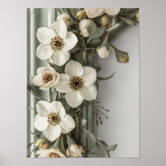 Vintage Sage Floral Frame Art Print (Voorkant)