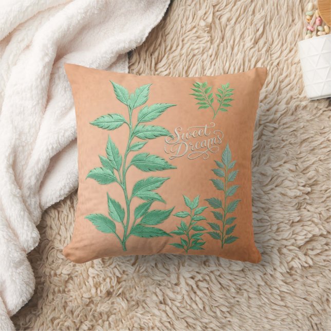 Vintage Sage Foliage on Muted Rose  Kussen (Deken)