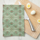 Vintage Sage Green Tegel Pattern Dainty Floral Theedoek (Quarter Fold)