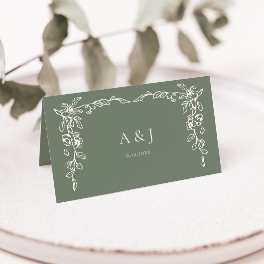 Vintage Sage Green Wedding  Plaatskaartje