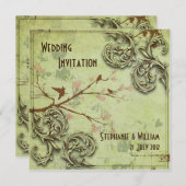 Vintage Sage Tortelduifjes Weddenschap Kaart (Voorkant / Achterkant)