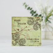 Vintage Sage Tortelduifjes Weddenschap Kaart (Staand voorkant)