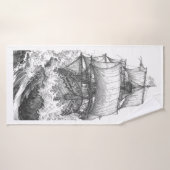 Vintage Sailing Ship: Antique Nautical Engraving Badhanddoek (Badhanddoek)