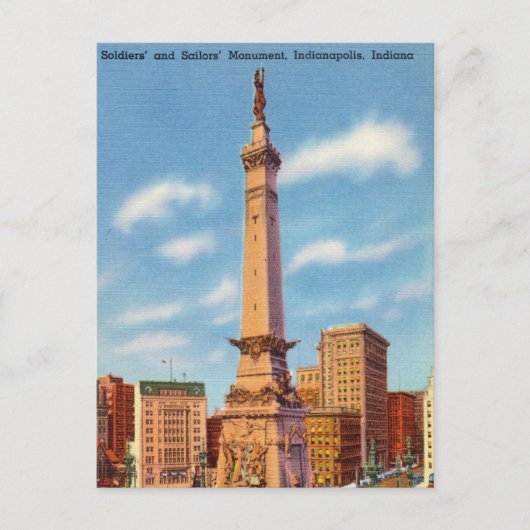Vintage, Sailors Monument, Indianapolis, Indiana Briefkaart (Voorkant)