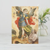 Vintage Saint Michael Defeats Lucifer Uitnodiging (Staand voorkant)