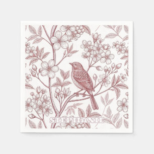 Vintage Sakura Kersenbloesem & Vogel Esthetiek Servet