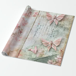 Vintage Sakura Vlinder Collage Cadeaupapier