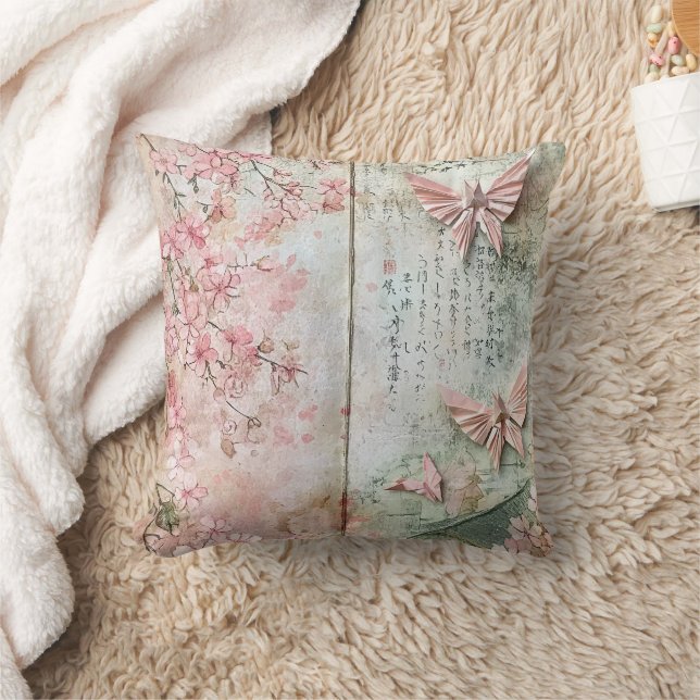 Vintage Sakura Vlinder Collage Kussen (Deken)