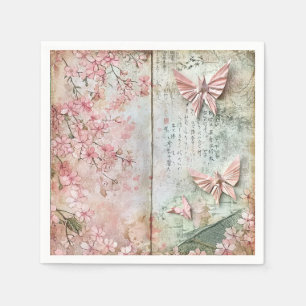 Vintage Sakura Vlinder Collage Servet