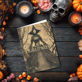 Vintage Salem Witch Gothic Spooky Scary Halloween Kaart