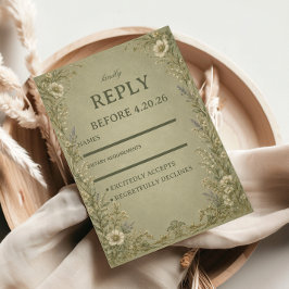 Vintage Salie Bloem RSVP Kaartje
