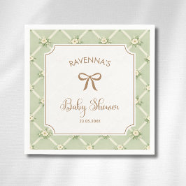 Vintage Salie Bloemendecoratie Diagonale Gouden Bo Servet