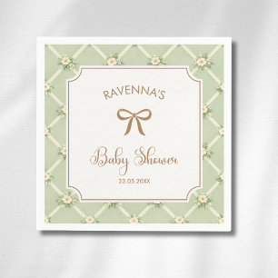 Vintage Salie Bloemendecoratie Diagonale Gouden Bo Servet