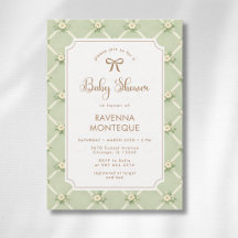 Vintage Salie Bloemendiaagonale Gouden Boog Baby S